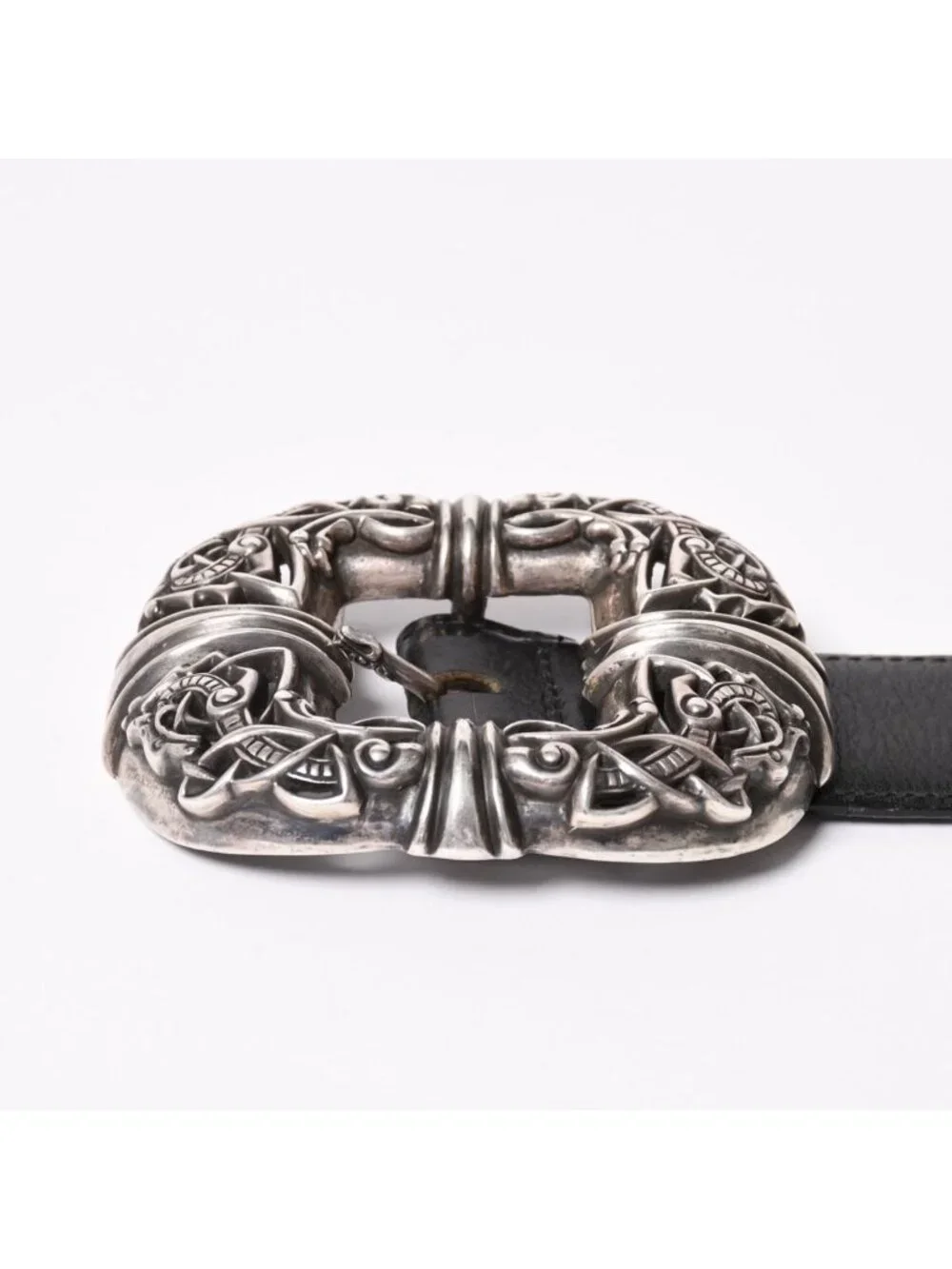 Chrome Hearts Celtic Center Bar Belt 925 Sterling Silver Leather 32